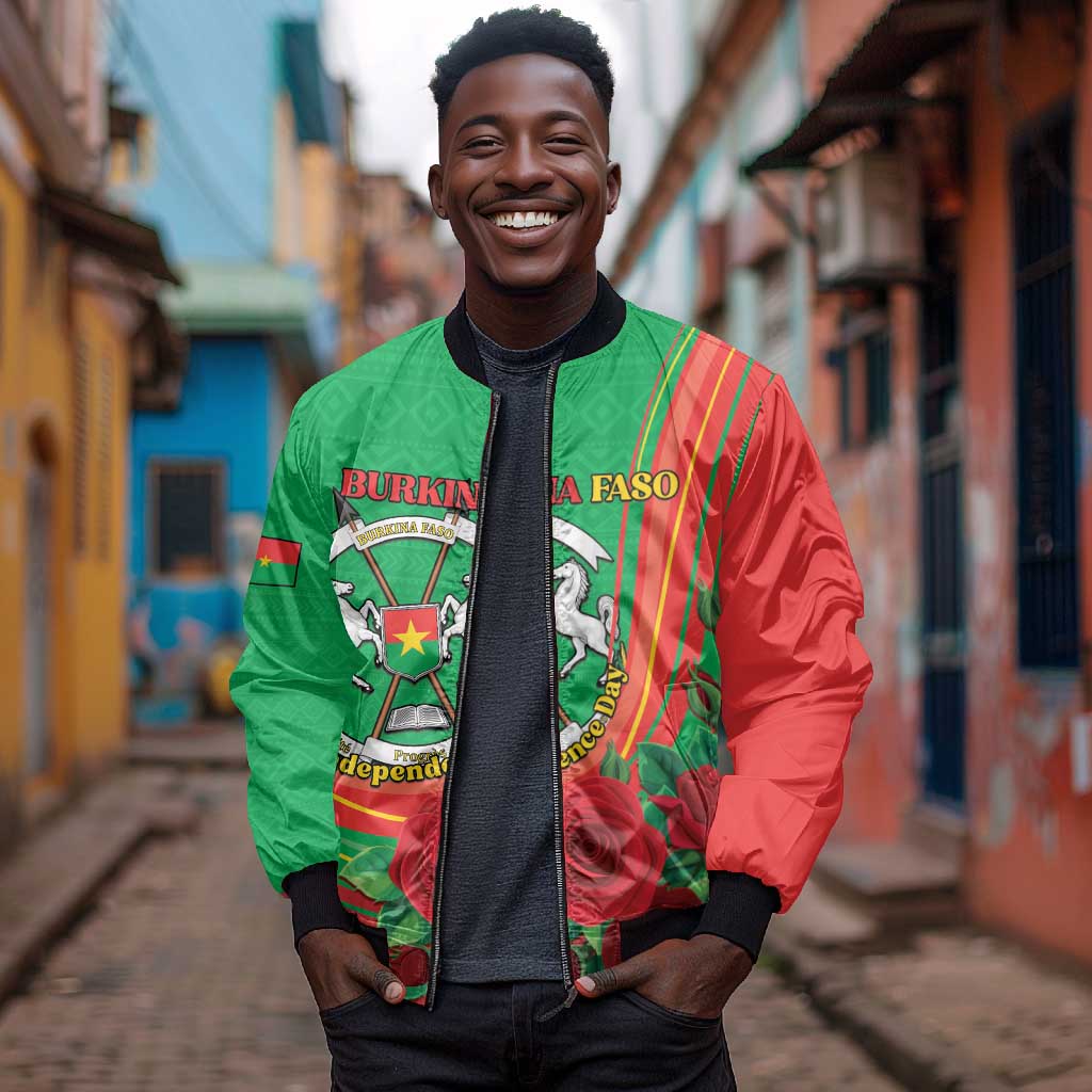 Personalised Burkina Faso Independence Day Bomber Jacket Coat Of Arms African Pattern