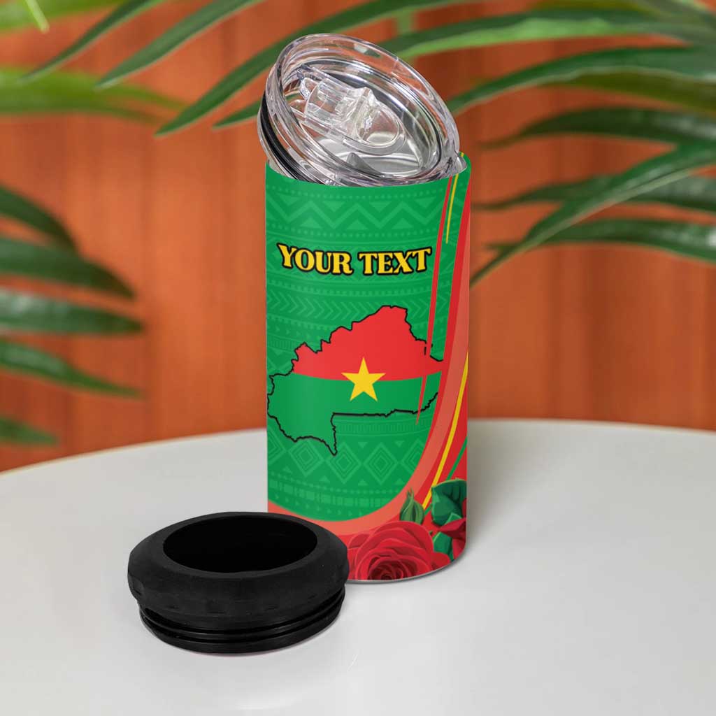 Personalised Burkina Faso Independence Day 4 in 1 Can Cooler Tumbler Coat Of Arms African Pattern