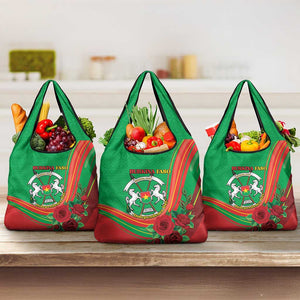 Burkina Faso Independence Day Grocery Bag Coat Of Arms African Pattern