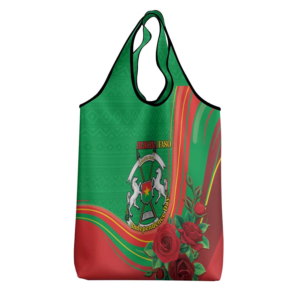 Burkina Faso Independence Day Grocery Bag Coat Of Arms African Pattern