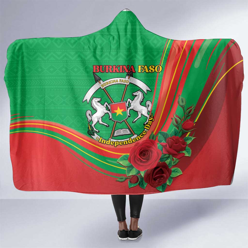 Burkina Faso Independence Day Hooded Blanket Coat Of Arms African Pattern