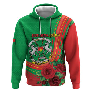 Personalised Burkina Faso Independence Day Hoodie Coat Of Arms African Pattern