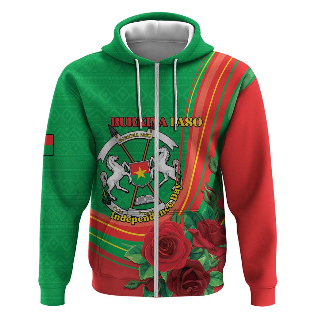 Personalised Burkina Faso Independence Day Hoodie Coat Of Arms African Pattern