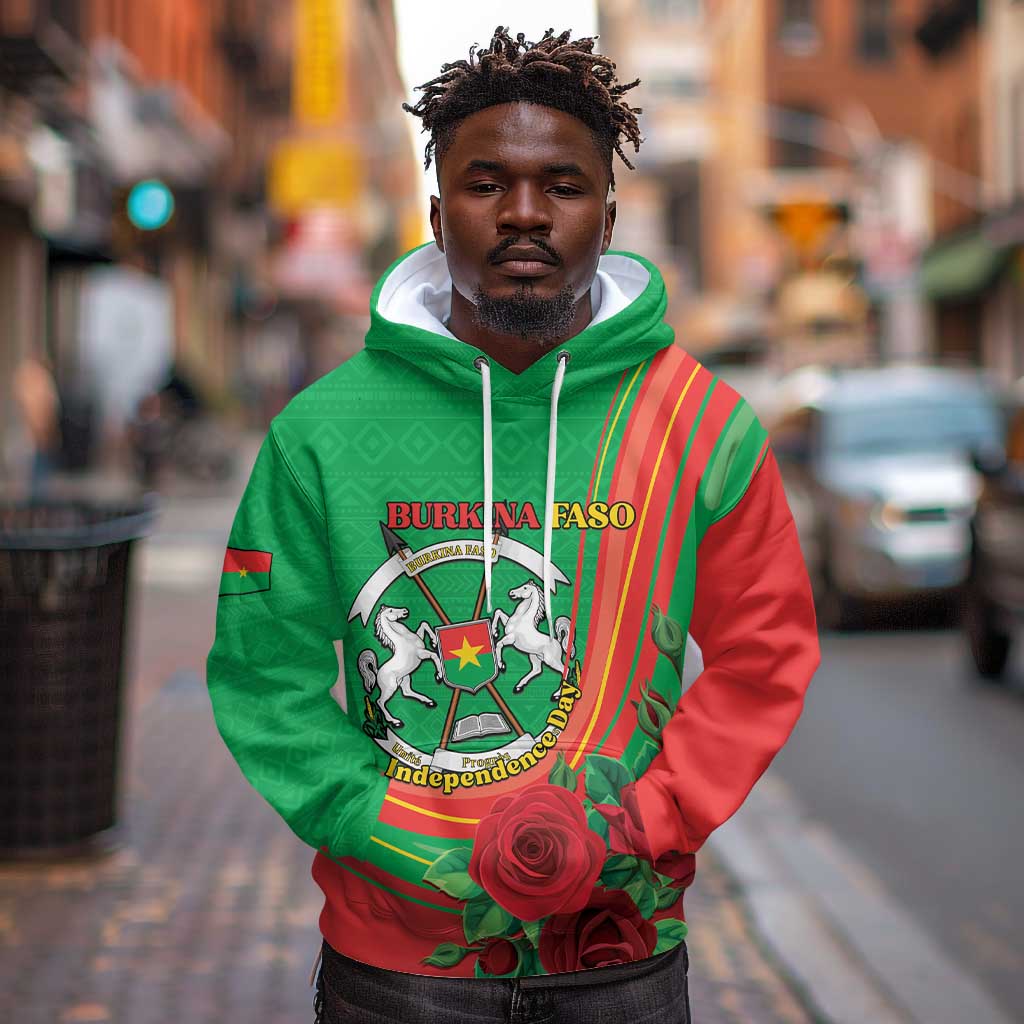 Personalised Burkina Faso Independence Day Hoodie Coat Of Arms African Pattern