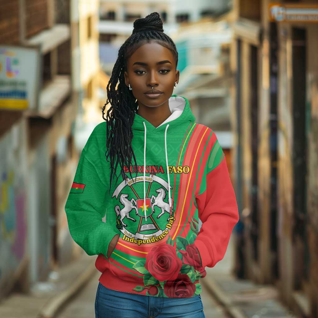 Personalised Burkina Faso Independence Day Hoodie Coat Of Arms African Pattern