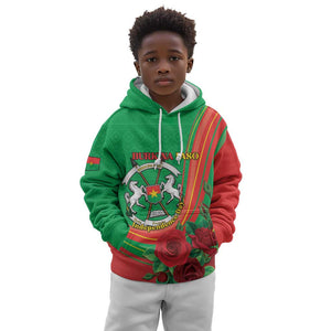Personalised Burkina Faso Independence Day Kid Hoodie Coat Of Arms African Pattern