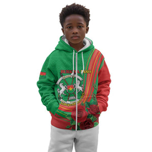 Personalised Burkina Faso Independence Day Kid Hoodie Coat Of Arms African Pattern