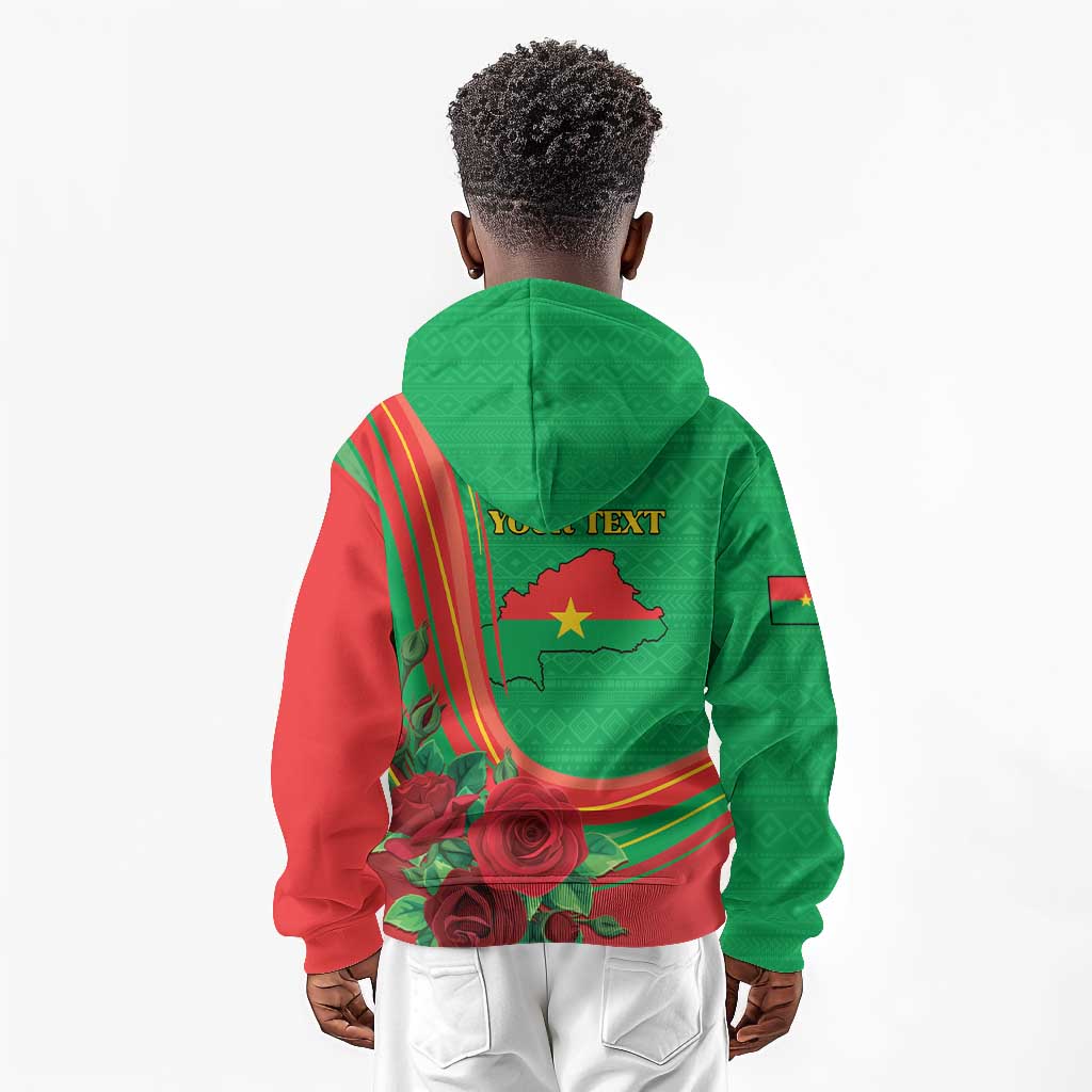 Personalised Burkina Faso Independence Day Kid Hoodie Coat Of Arms African Pattern