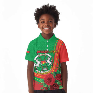 Personalised Burkina Faso Independence Day Kid Polo Shirt Coat Of Arms African Pattern