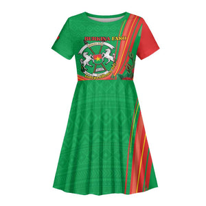 Personalised Burkina Faso Independence Day Kid Short Sleeve Dress Coat Of Arms African Pattern