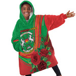 Personalised Burkina Faso Independence Day Kid Wearable Blanket Hoodie Coat Of Arms African Pattern