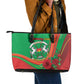 Burkina Faso Independence Day Leather Tote Bag Coat Of Arms African Pattern