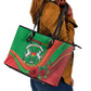 Burkina Faso Independence Day Leather Tote Bag Coat Of Arms African Pattern