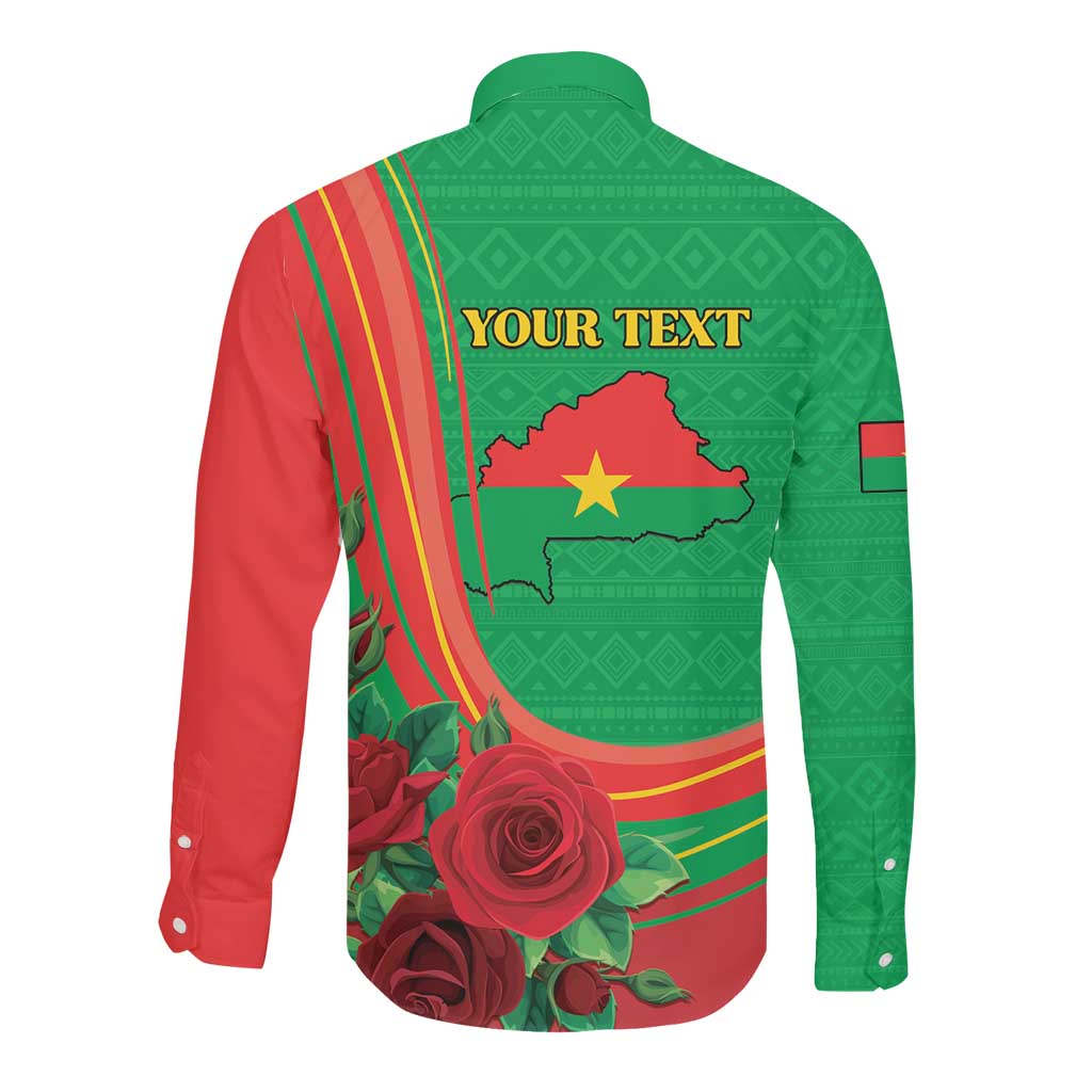 Personalised Burkina Faso Independence Day Long Sleeve Button Shirt Coat Of Arms African Pattern