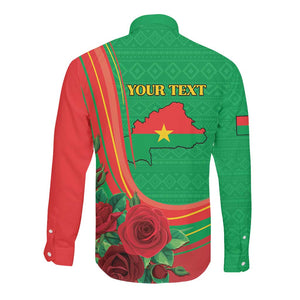 Personalised Burkina Faso Independence Day Long Sleeve Button Shirt Coat Of Arms African Pattern