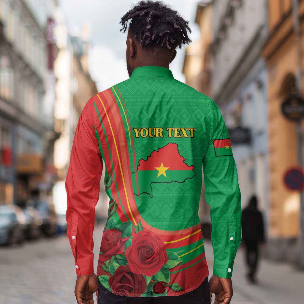 Personalised Burkina Faso Independence Day Long Sleeve Button Shirt Coat Of Arms African Pattern