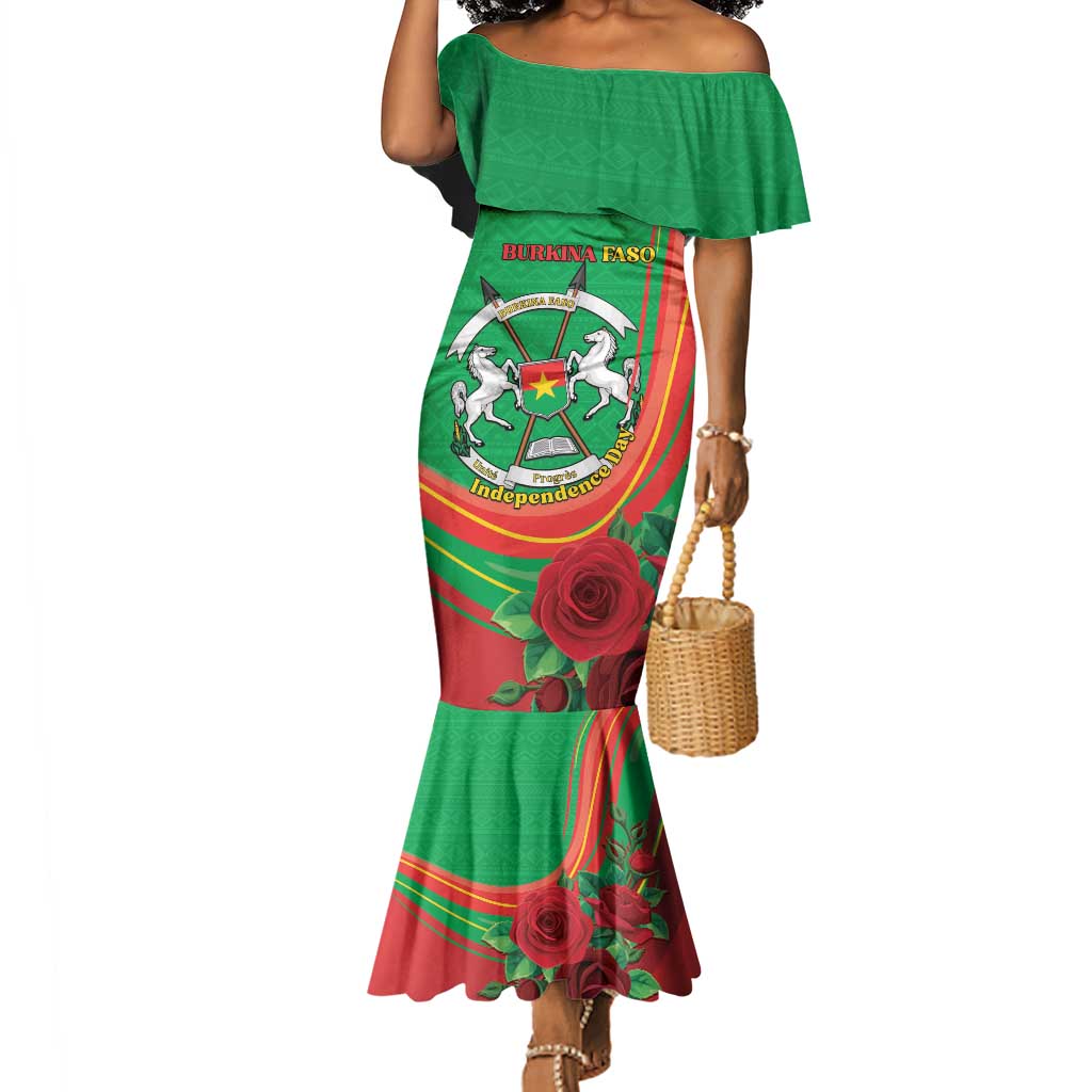 Personalised Burkina Faso Independence Day Mermaid Dress Coat Of Arms African Pattern