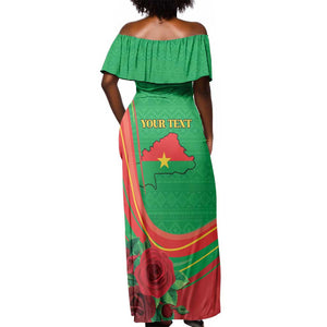 Personalised Burkina Faso Independence Day Off Shoulder Maxi Dress Coat Of Arms African Pattern