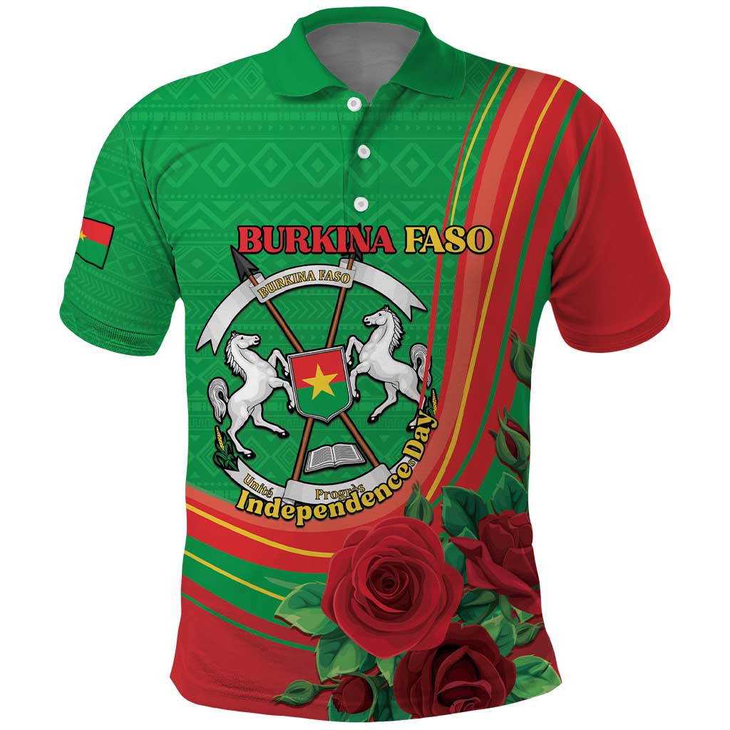 Personalised Burkina Faso Independence Day Polo Shirt Coat Of Arms African Pattern