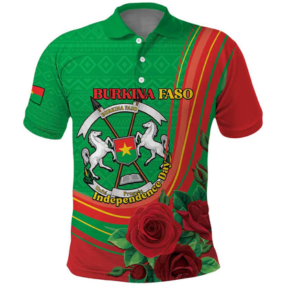 Personalised Burkina Faso Independence Day Polo Shirt Coat Of Arms African Pattern