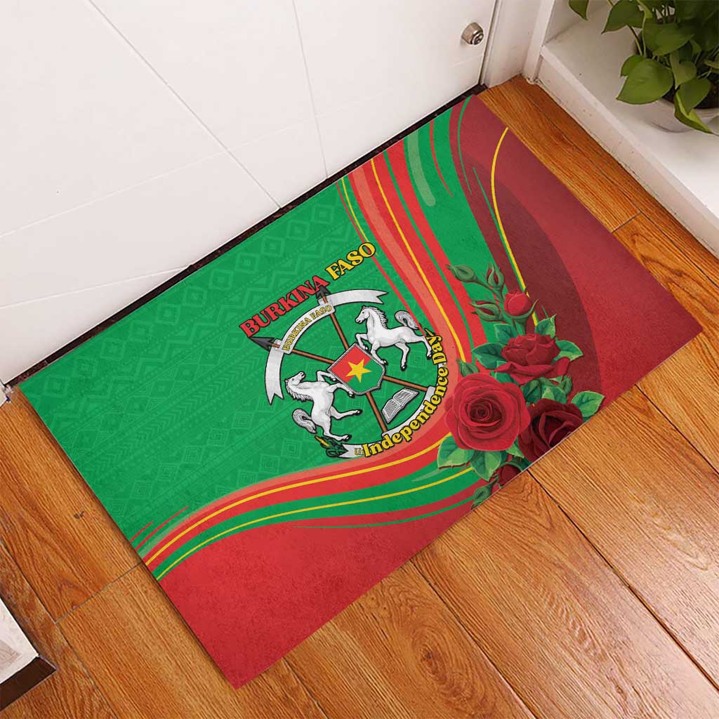 Burkina Faso Independence Day Rubber Doormat Coat Of Arms African Pattern
