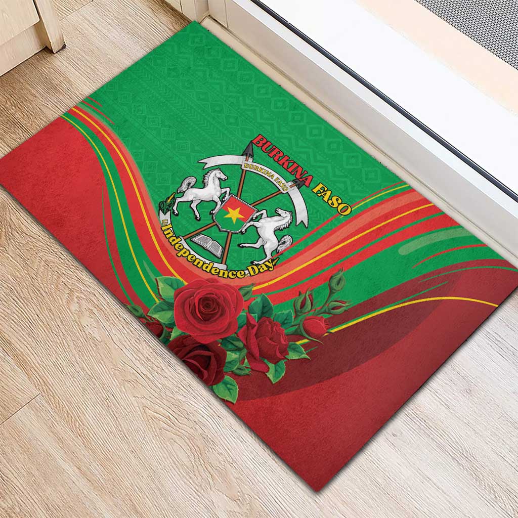 Burkina Faso Independence Day Rubber Doormat Coat Of Arms African Pattern