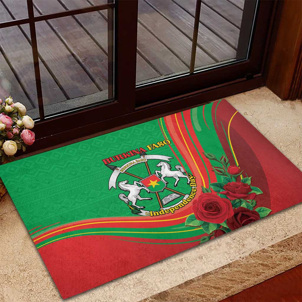Burkina Faso Independence Day Rubber Doormat Coat Of Arms African Pattern