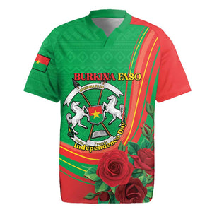 Personalised Burkina Faso Independence Day Rugby Jersey Coat Of Arms African Pattern