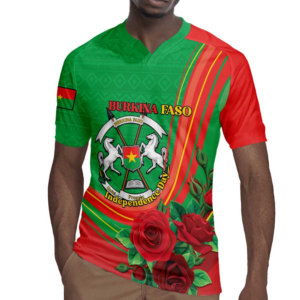 Personalised Burkina Faso Independence Day Rugby Jersey Coat Of Arms African Pattern