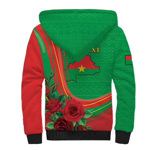Personalised Burkina Faso Independence Day Sherpa Hoodie Coat Of Arms African Pattern