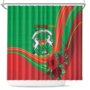 Burkina Faso Independence Day Shower Curtain Coat Of Arms African Pattern