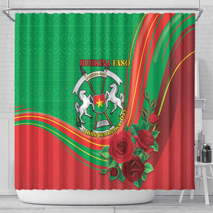 Burkina Faso Independence Day Shower Curtain Coat Of Arms African Pattern