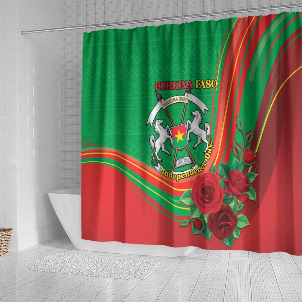 Burkina Faso Independence Day Shower Curtain Coat Of Arms African Pattern