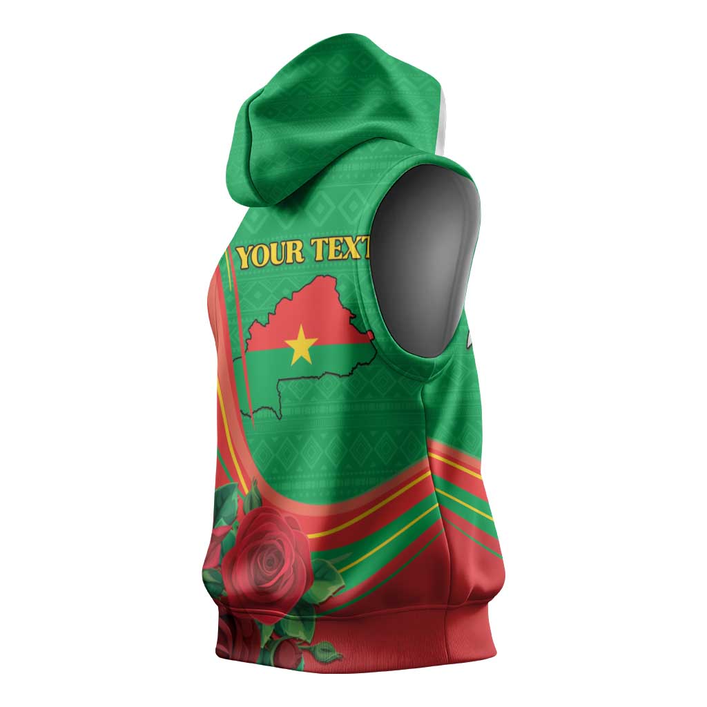 Personalised Burkina Faso Independence Day Sleeveless Hoodie Coat Of Arms African Pattern - African Pride
