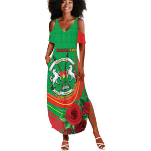 Personalised Burkina Faso Independence Day Summer Maxi Dress Coat Of Arms African Pattern