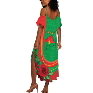 Personalised Burkina Faso Independence Day Summer Maxi Dress Coat Of Arms African Pattern
