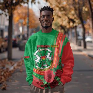 Personalised Burkina Faso Independence Day Sweatshirt Coat Of Arms African Pattern