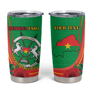Personalised Burkina Faso Independence Day Tumbler Cup Coat Of Arms African Pattern