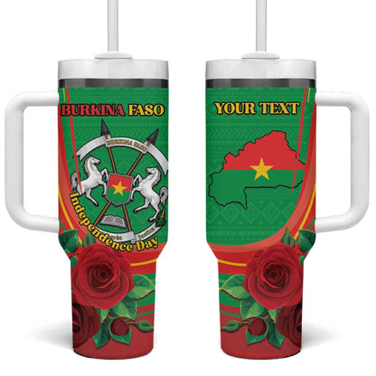 Personalised Burkina Faso Independence Day Tumbler With Handle Coat Of Arms African Pattern