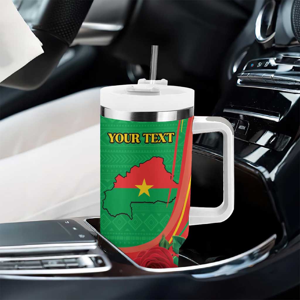Personalised Burkina Faso Independence Day Tumbler With Handle Coat Of Arms African Pattern