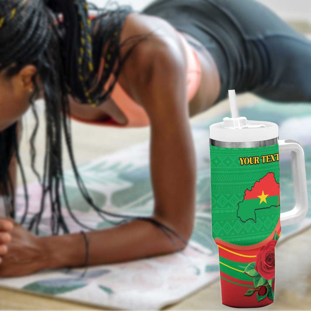 Personalised Burkina Faso Independence Day Tumbler With Handle Coat Of Arms African Pattern