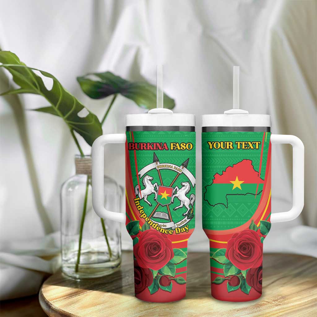 Personalised Burkina Faso Independence Day Tumbler With Handle Coat Of Arms African Pattern