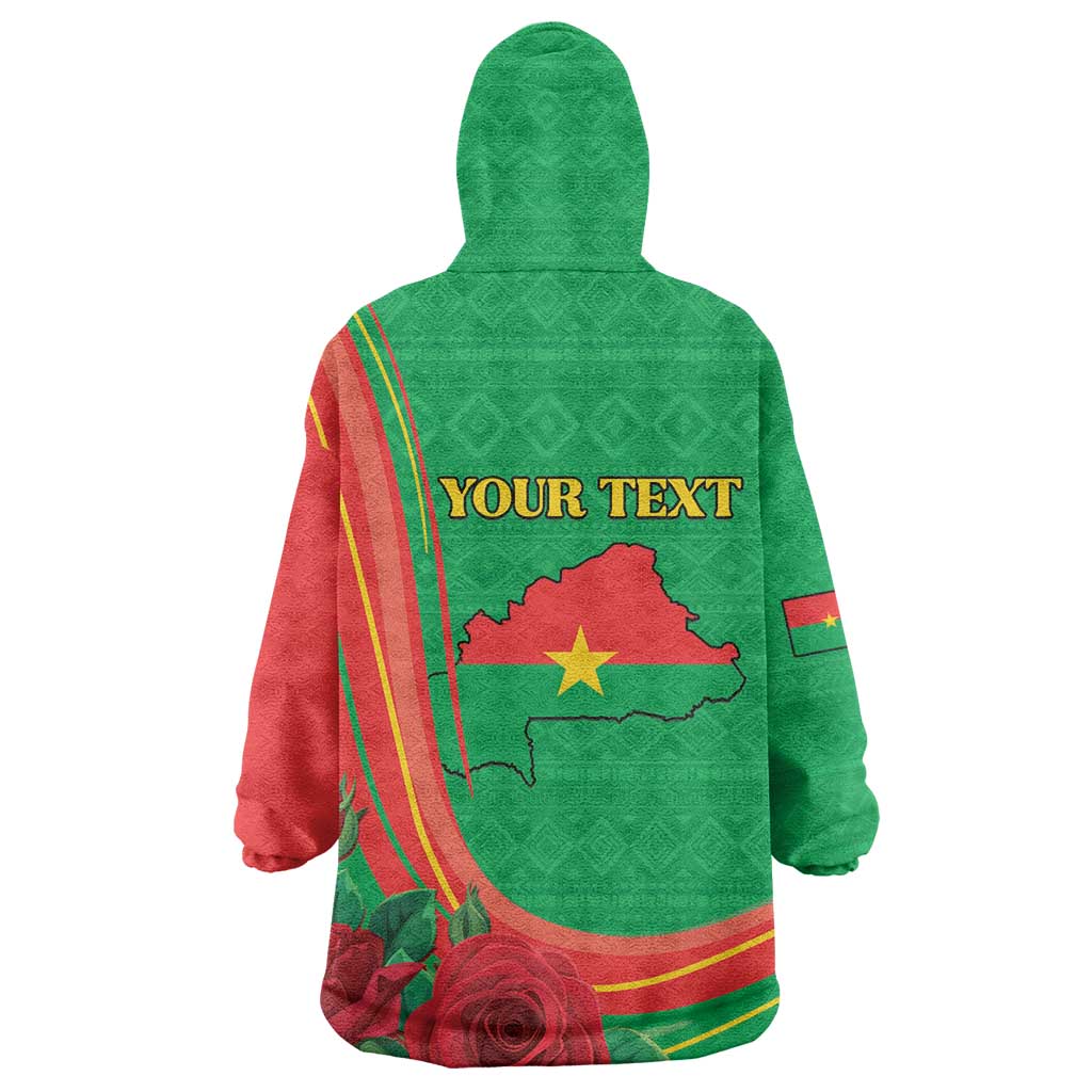 Personalised Burkina Faso Independence Day Wearable Blanket Hoodie Coat Of Arms African Pattern