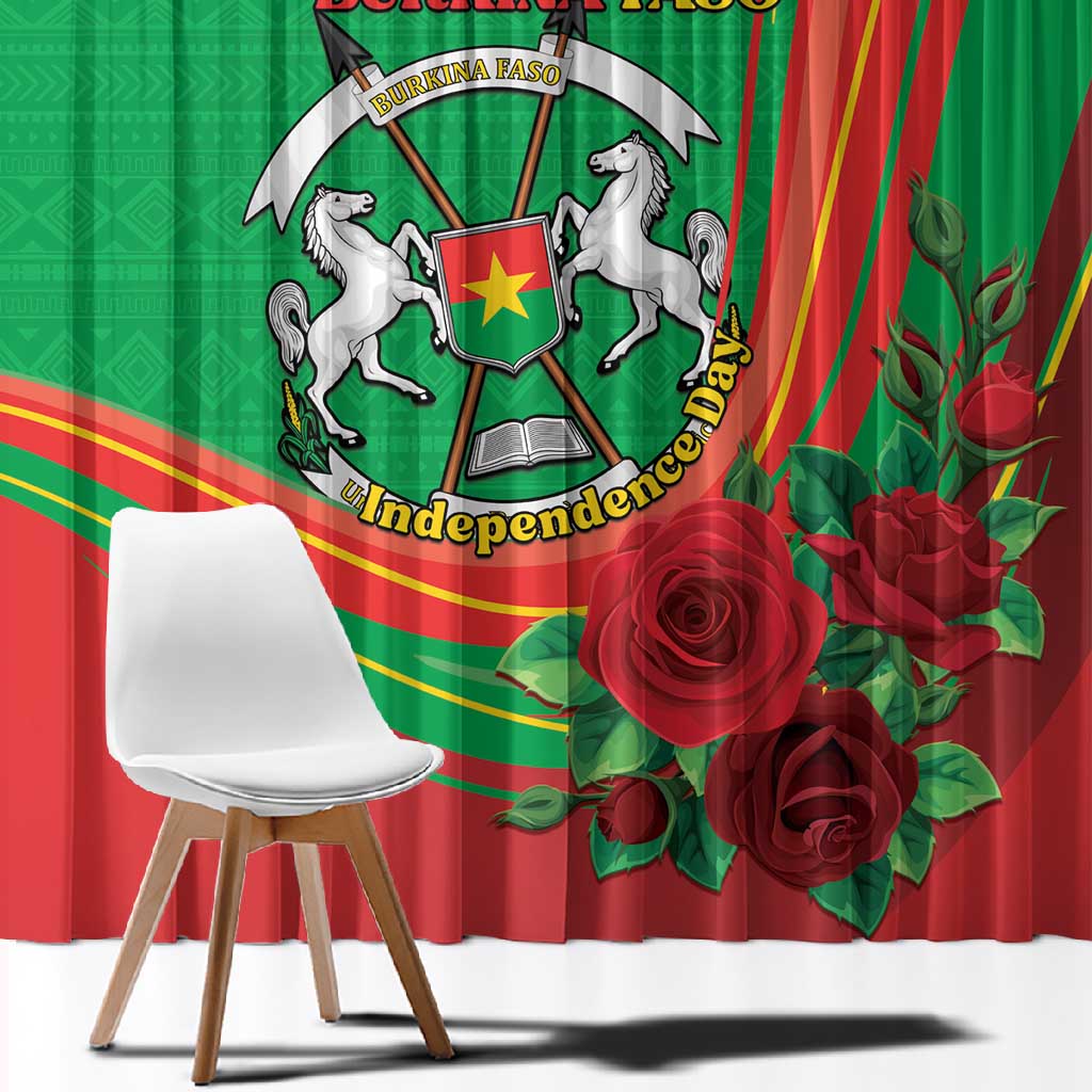 Burkina Faso Independence Day Window Curtain Coat Of Arms African Pattern