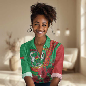 Personalised Burkina Faso Independence Day Women Casual Shirt Coat Of Arms African Pattern