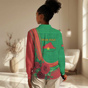 Personalised Burkina Faso Independence Day Women Casual Shirt Coat Of Arms African Pattern