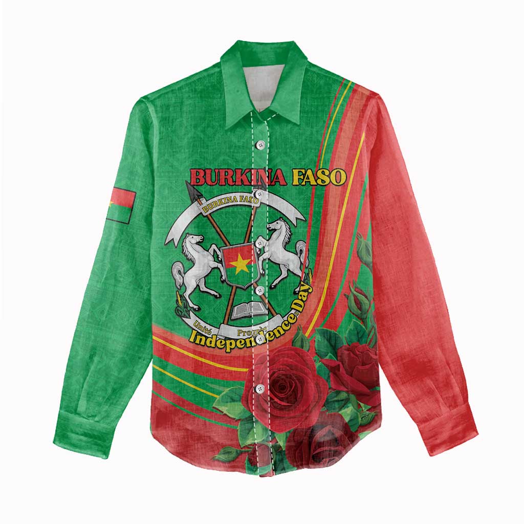 Personalised Burkina Faso Independence Day Women Casual Shirt Coat Of Arms African Pattern