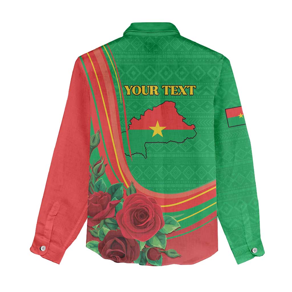Personalised Burkina Faso Independence Day Women Casual Shirt Coat Of Arms African Pattern