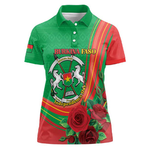 Personalised Burkina Faso Independence Day Women Polo Shirt Coat Of Arms African Pattern