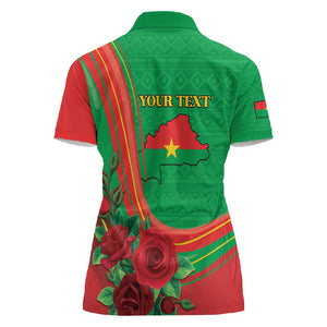 Personalised Burkina Faso Independence Day Women Polo Shirt Coat Of Arms African Pattern